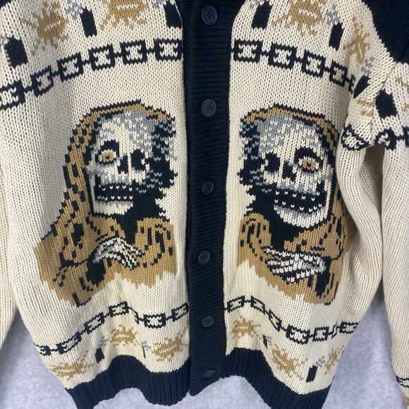 👻 Middle Beyond Mens 2XL Creepshow Cardigan Tan Halloween Horror 👻 - Picture 5 of 10